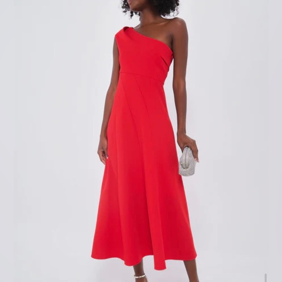 Tuckernuck x India Hicks Scarlet Carmen One Shoulder Midi Dress-Womens S & M-NEW - Picture 1 of 16